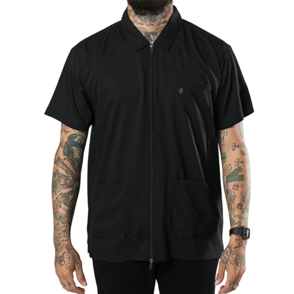 BARBER STRONG The Barber Jacket Black Short Sleeve Shirt L